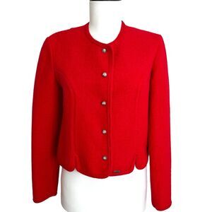 Vintage Boos Austria Boiled Wool Blazer Jacket S Red Cottagecore Alpine